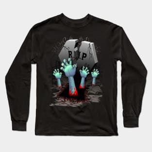 Zombie Hands on Cemetery Long Sleeve T-Shirt